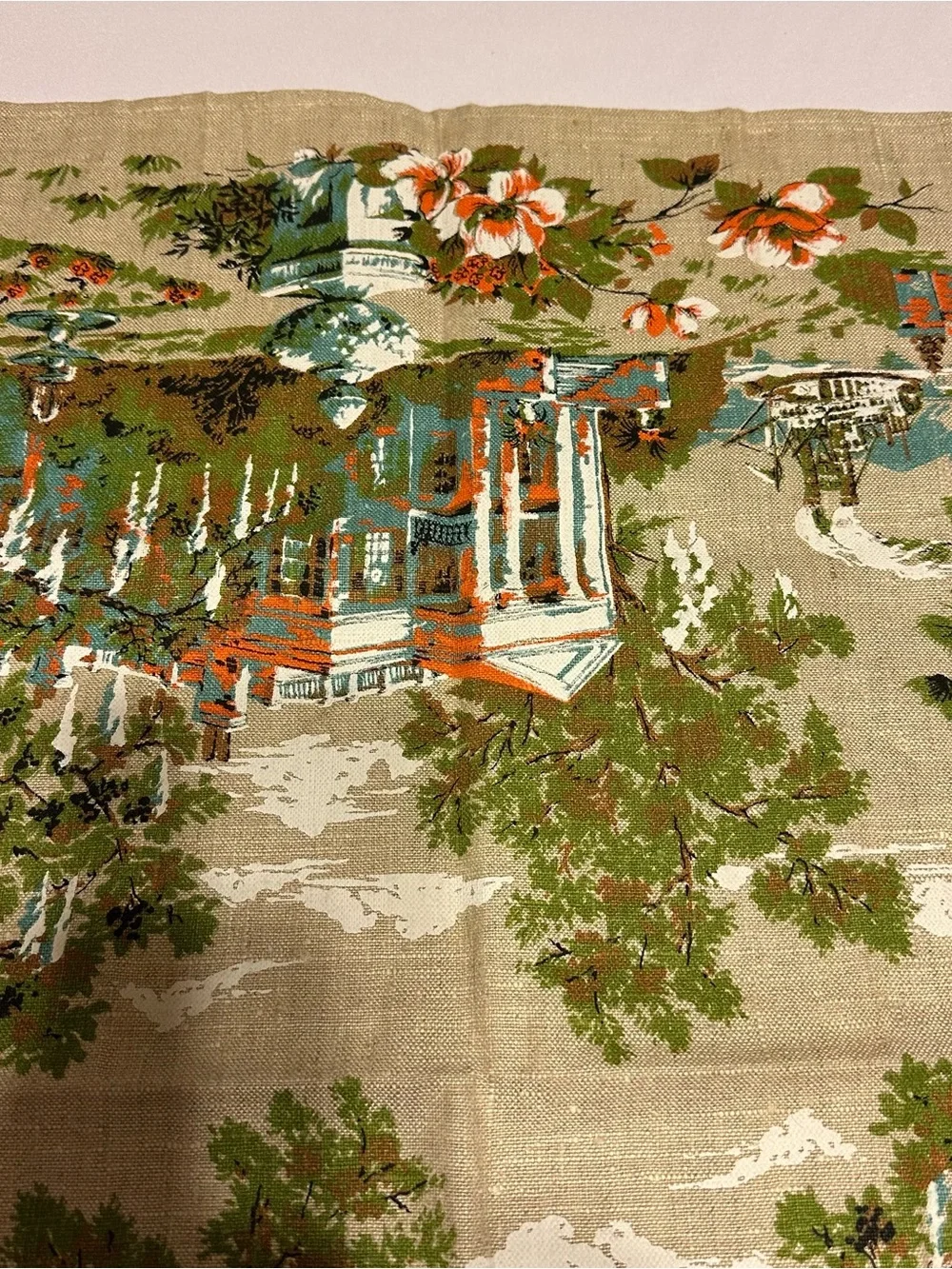 Vintage All Pure Linen Decorative  southern plantation hand towel